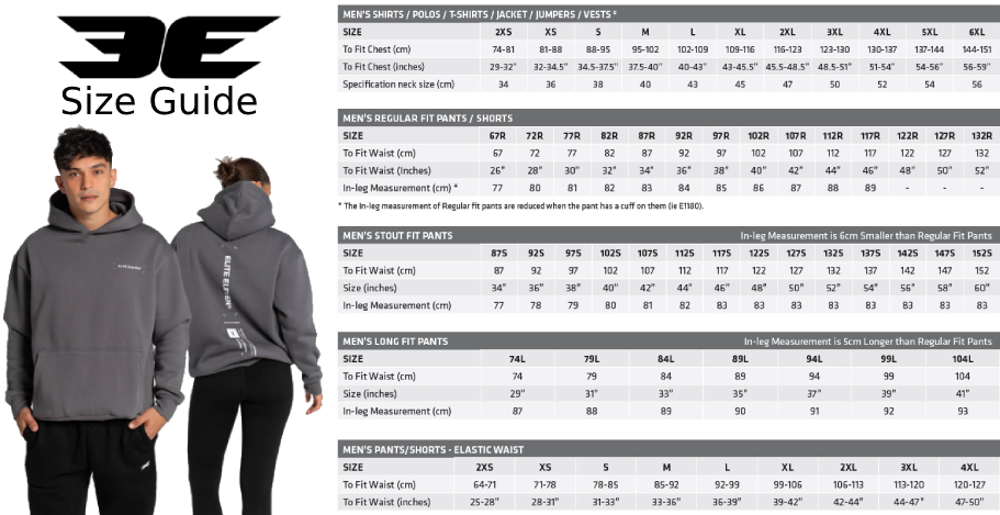Elite Eleven Size Guide Elite Eleven Size Guide